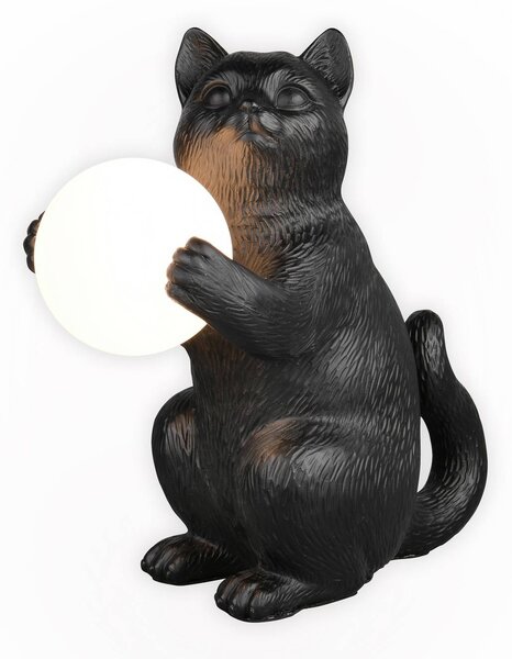 Stolová lampa Gatio, čierna, výška 30 cm, umelá živica, G9, Čierna, Obývacia izba / jedáleň, Plast, Štýl mladých