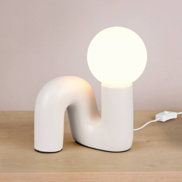 Reality Leuchten Stolová lampa Quinn, svetlošedá, výška 22 cm, keramika/sklo, G9, Hliník / sivá / zinok, Obývacia izba / jedáleň, Keramický, Štýl mladých, Stojacie svietidlo