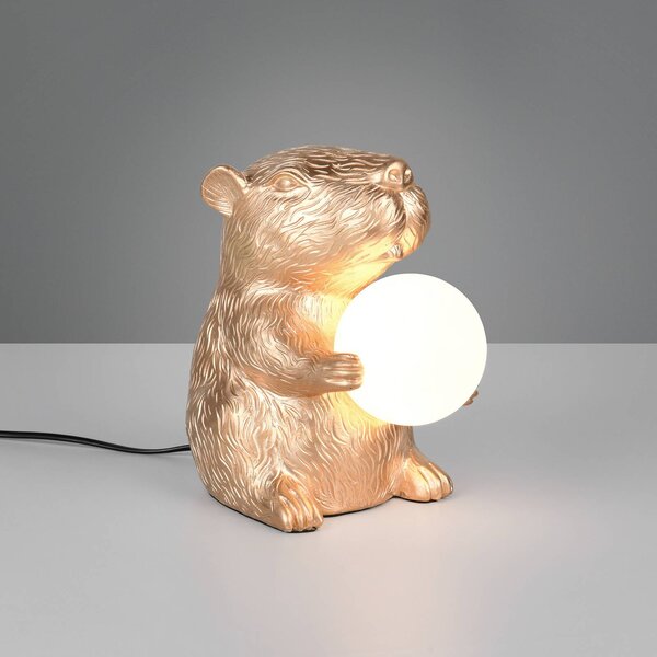 Stolová lampa Capi, zlatá farba, výška 25 cm, umelá živica, G9, Mosadz / zlato, Obývacia izba / jedáleň, Plast, Štýl mladých