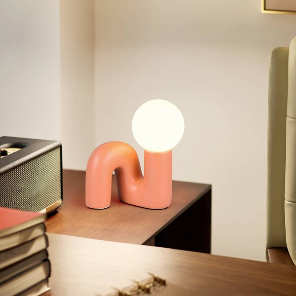 Stolová lampa Quinn, oranžová, výška 22 cm, keramika/sklo, G9, Žltá / oranžová, Obývacia izba / jedáleň, Keramický, Štýl mladých, Stojacie svietidlo