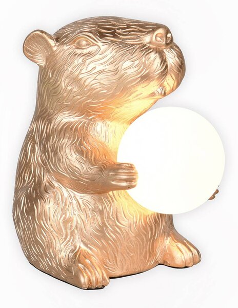 Stolová lampa Capi, zlatá farba, výška 25 cm, umelá živica, G9, Mosadz / zlato, Obývacia izba / jedáleň, Plast, Štýl mladých