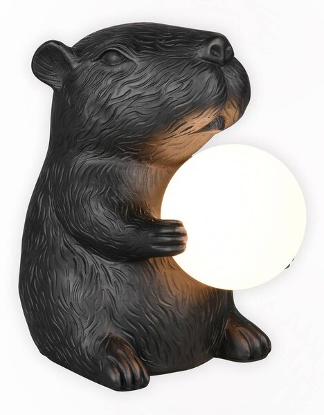 Reality Leuchten Stolová lampa Capi, čierna, výška 25 cm, umelá živica, G9, Čierna, Obývacia izba / jedáleň, Plast, Štýl mladých