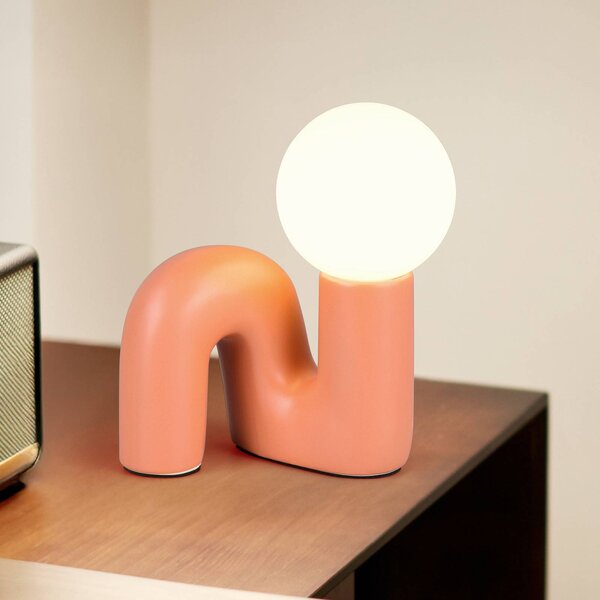 Stolová lampa Quinn, oranžová, výška 22 cm, keramika/sklo, G9, Žltá / oranžová, Obývacia izba / jedáleň, Keramický, Štýl mladých, Stojacie svietidlo