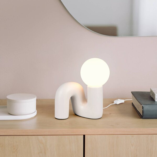 Reality Leuchten Stolová lampa Quinn, svetlošedá, výška 22 cm, keramika/sklo, G9, Hliník / sivá / zinok, Obývacia izba / jedáleň, Keramický, Štýl mladých, Stojacie svietidlo