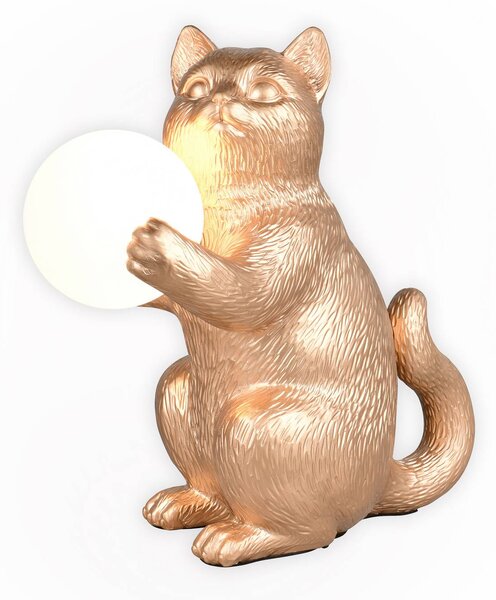 Stolová lampa Gatio, zlatá farba, výška 30 cm, umelá živica, G9, Mosadz / zlato, Obývacia izba / jedáleň, Plast, Štýl mladých