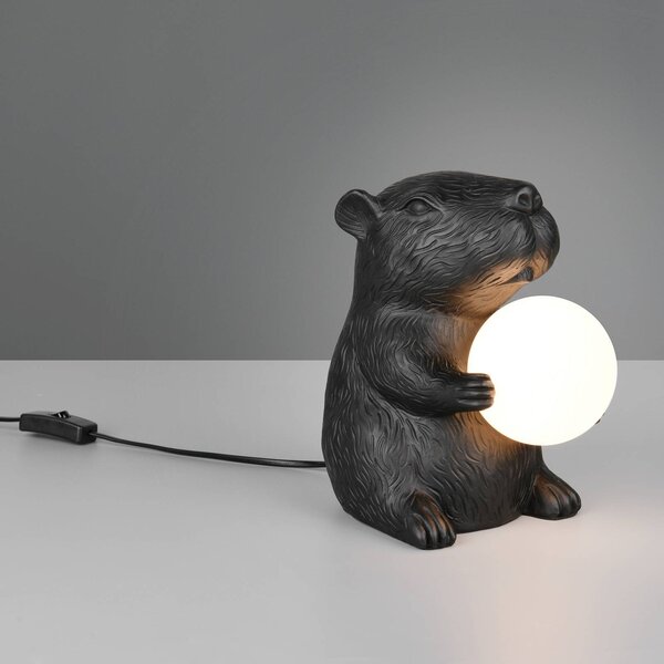 Reality Leuchten Stolová lampa Capi, čierna, výška 25 cm, umelá živica, G9, Čierna, Obývacia izba / jedáleň, Plast, Štýl mladých