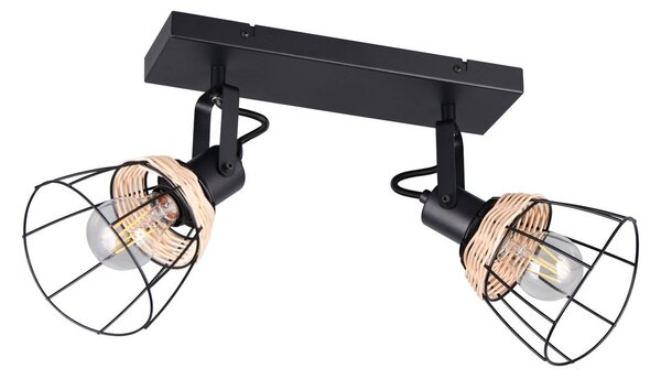 Stropné svietidlo Jerome, dĺžka 36 cm, 2-pl., čierne matné kovové, Čierna, Obývacia izba / jedáleň, kov, Moderný, Stropné svetlo polkruhové s priestorom
