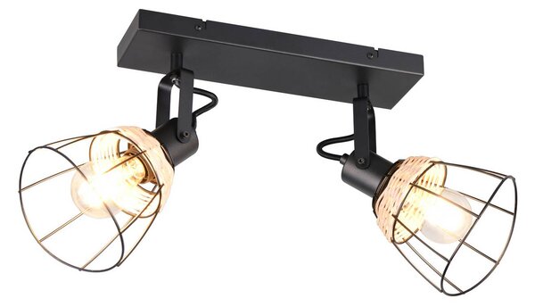 Stropné svietidlo Jerome, dĺžka 36 cm, 2-pl., čierne matné kovové, Čierna, Obývacia izba / jedáleň, kov, Moderný, Stropné svetlo polkruhové s priestorom