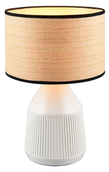 Stolová lampa Formentera, biela/béžová, výška 43 cm Keramika/papier, Biela / opálová, Obývacia izba / jedáleň, Keramický, Stojacie svietidlo