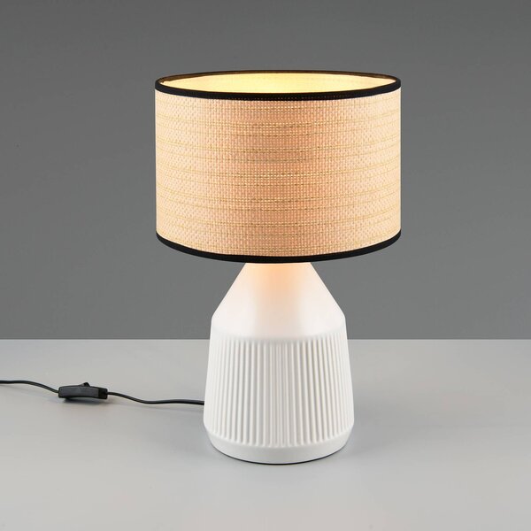 Stolová lampa Formentera, biela/béžová, výška 43 cm Keramika/papier, Biela / opálová, Obývacia izba / jedáleň, Keramický, Stojacie svietidlo