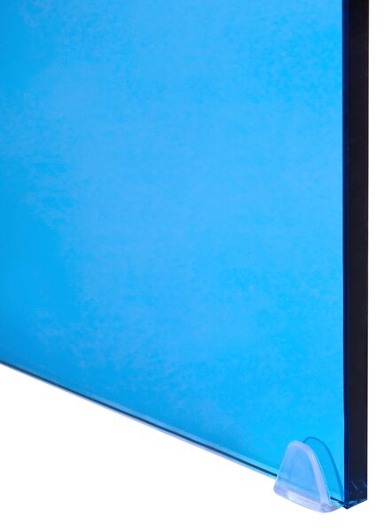 Konzolový stolík modrý priehľadné tvrdené sklo 90 x 30 cm minimalistický obdĺžnikový moderný