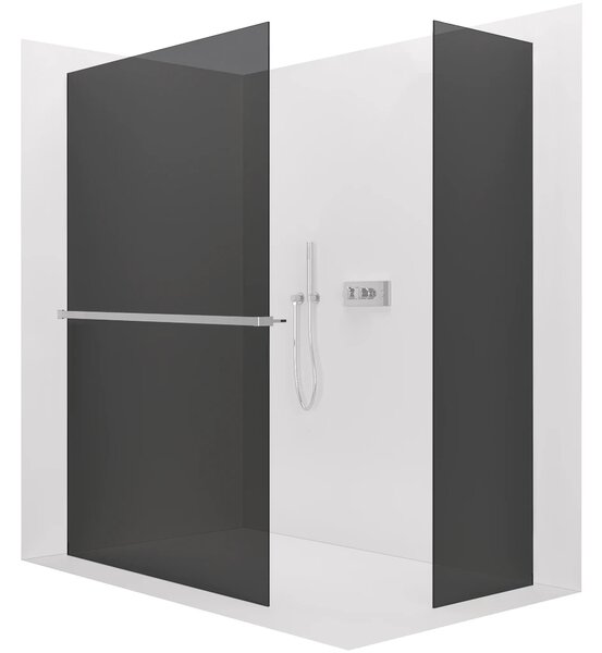 CERANO - Sprchová zástena Walk-in Crystal TL/P - 8 mm - bezvzperový systém + polička/držiak na uteráky - chróm, grafitové sklo - 50x50x200 cm