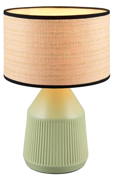 Stolová lampa Formentera, zelená/béžová, výška 43 cm Keramika/papier, Zelená, Obývacia izba / jedáleň, Keramický, Stojacie svietidlo