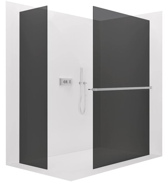CERANO - Sprchová zástena Walk-in Crystal TL/P - 8 mm - bezvzperový systém + polička/držiak na uteráky - chróm, grafitové sklo - 50x50x200 cm