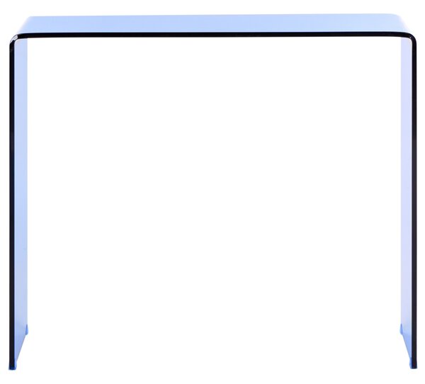 Konzolový stolík modrý priehľadné tvrdené sklo 90 x 30 cm minimalistický obdĺžnikový moderný