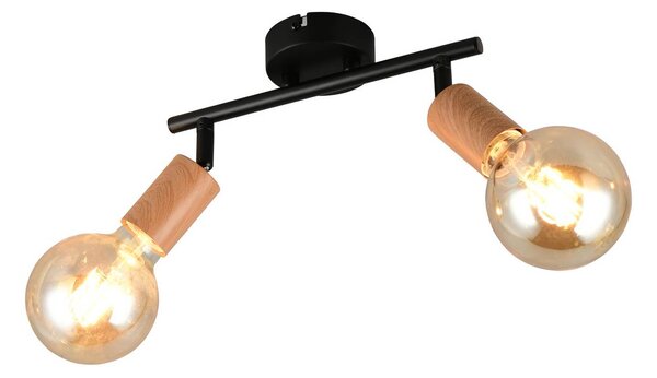 Reality Leuchten Stropné svietidlo Lamego, čierne, dĺžka 35 cm, 2-pl., kovové, Čierna, Obývacia izba / jedáleň, kov, Moderný, Stropné svetlo polkruhové s priestorom