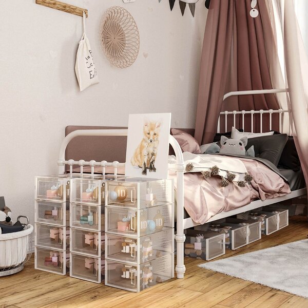 Organizér na topánky MARI, 18 boxov, priesvitná/biela SongmicsHome