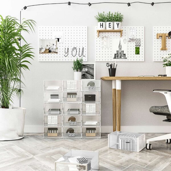Organizér na topánky MARI, 18 boxov, priesvitná/biela SongmicsHome