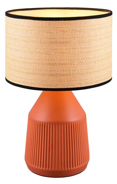 Stolová lampa Formentera, terakota/béžová 43 cm keramika/papier, Hnedá / hrdzavá, Obývacia izba / jedáleň, Keramický, Stojacie svietidlo