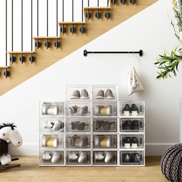 Organizér na topánky MARI, 18 boxov, priesvitná/biela SongmicsHome