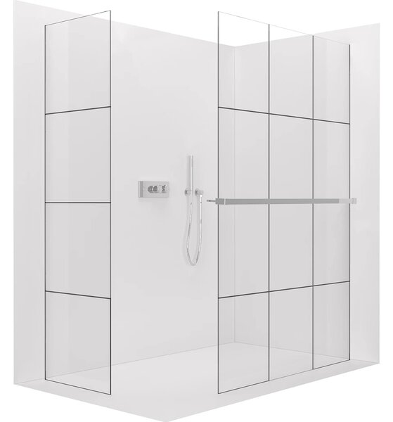 CERANO - Sprchová zástena Walk-in Crystal TL/P - 8 mm - bezvzperový systém + polička/držiak na uteráky - chróm, industriálne sklo - 90x90x200 cm