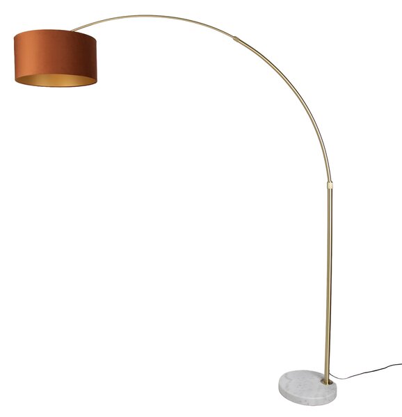 Oceľová stojaca lampa s oranžovým tienidlom a zlatým interiérom 50 cm - XXL