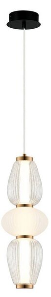 LED závesné svietidlo Shiny, Ø 16 cm, číre/biele, sklo, Jasné / priehľadné, Obývacia izba / jedáleň, Moderný, Závesné svietidlo