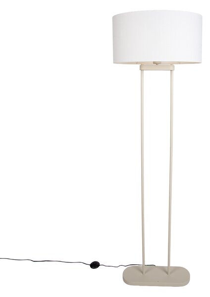 Béžová stojaca lampa s oválnym ľanovým bielym tienidlom 50 cm - Thijmen