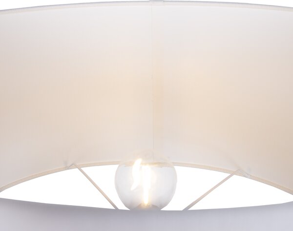 Béžová stojaca lampa s oválnym ľanovým bielym tienidlom 50 cm - Thijmen