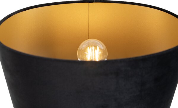 Stolná lampa čierna s čiernym oválnym tienidlom 35 cm - Thijmen