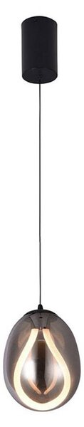 LED závesné svietidlo Melanie, Ø 16 cm, dymovo šedá/čierna, sklo, Hliník / sivá / zinok, Obývacia izba / jedáleň, Sklo, Závesné svietidlo