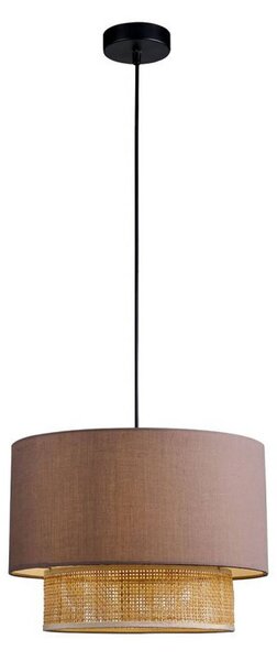 Závesné svietidlo Rika, Ø 34 cm, sivá/prírodná farba, látka/ratan, Hliník / sivá / zinok, Obývacia izba / jedáleň, Textil / látka / hodváb, Závesné svietidlo