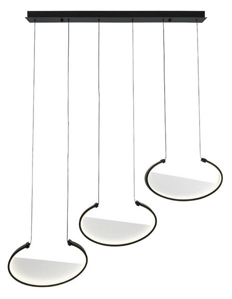 LED závesné svietidlo Adele, dĺžka 117 cm, čierne, kov, 3-pl., Čierna, Obývacia izba / jedáleň, Hliník, Moderný, Závesné svietidlo