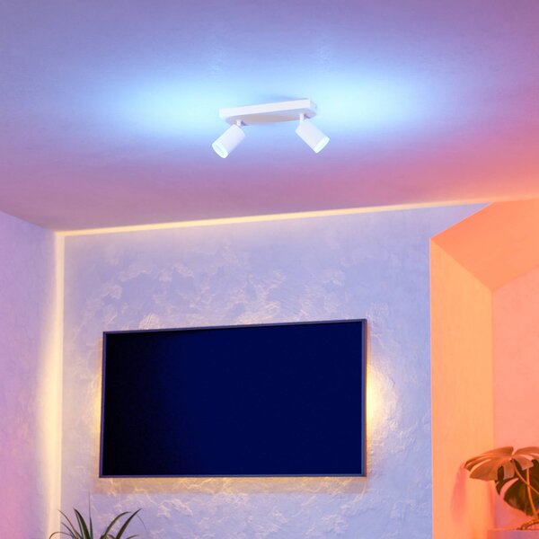 EGLO connect Smart LED bodové svetlá Melitello-Z, 2-pl., biele, Biela / opálová, Obývacia izba / jedáleň, Hliník, Moderný, Stropné svetlo