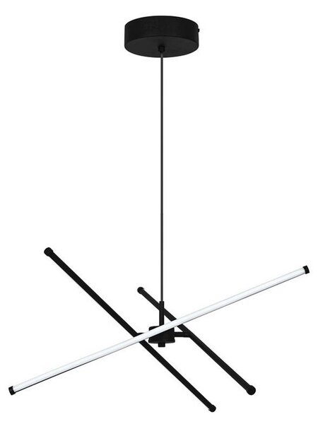 LED závesné svietidlo Sandy, dĺžka 60 cm, čierne, kovové, Čierna, Obývacia izba / jedáleň, Hliník, Moderný, Závesné svietidlo