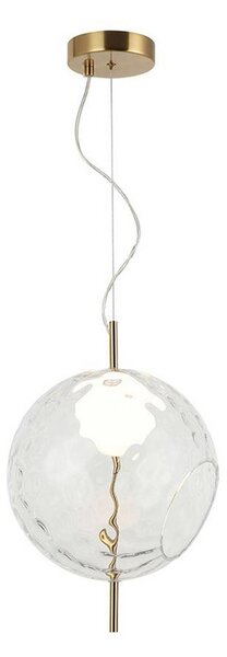 LED závesné svietidlo Dalia, číre/zlaté, Ø 30 cm, sklo, Jasné / priehľadné, Obývacia izba / jedáleň, Sklo, Moderný, Závesné svietidlo