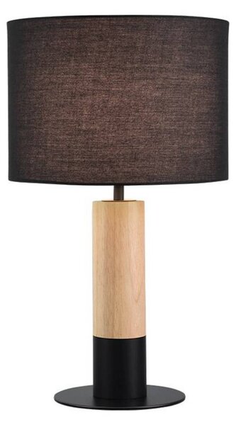 Stolová lampa Carroll, drevo svetlé/čierne, výška 43 cm, látka, Čierna, Obývacia izba / jedáleň, Textil / látka / hodváb, Stojacie svietidlo