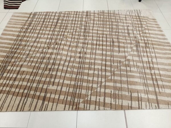 Vlnený béžovo kapučínový koberec s hodvábom Nomadi 1,70 x 2,40 m
