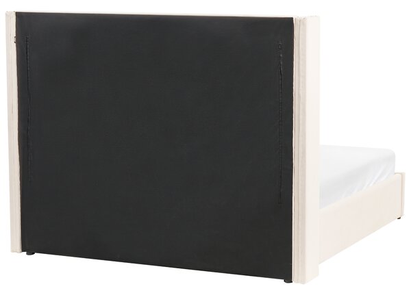 Posteľ s úložným priestorom krémová biela zamatová čalúnená 160 x 200 cm prešívané čelo elegantný glamour dizajn