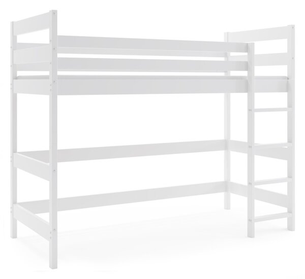 MAXMAX Detská vyvýšená posteľ z masívu borovice ANTOLA 200x90 cm - biela