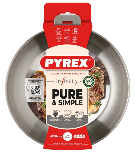 Nerezová panvica PYREX Infinity 28cm odnímateľná rukoväť