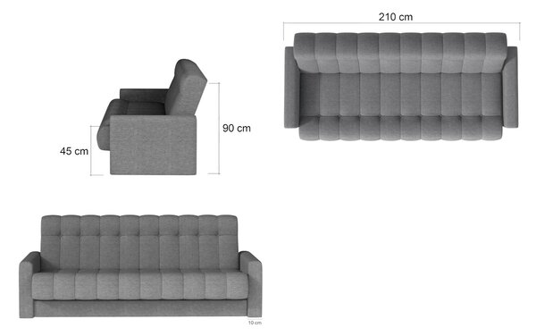 Rozkladacia čalúnená pohovka GARETT, 210x90x85, sawana 05/soft 17