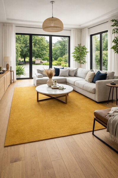 Vopi , Kusový koberec Eton Exklusive žltý štvorec, 80x80, žltá, obývacia izba