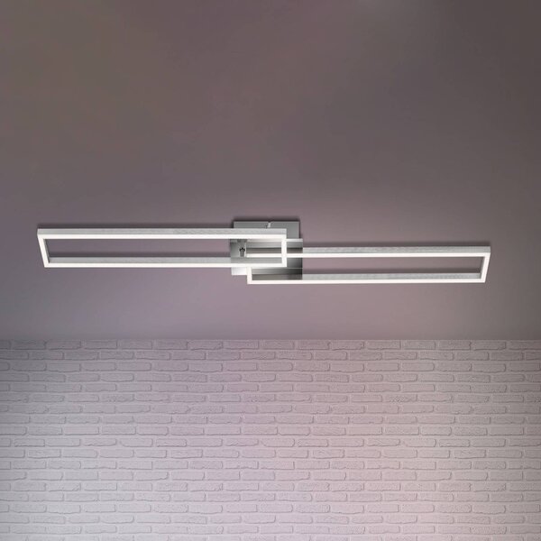 Briloner Stropné svietidlo LED Frame, diaľkové ovládanie, chróm, Hliník / sivá / zinok, Obývacia izba / jedáleň, kov, Moderný, Stropné svetlo
