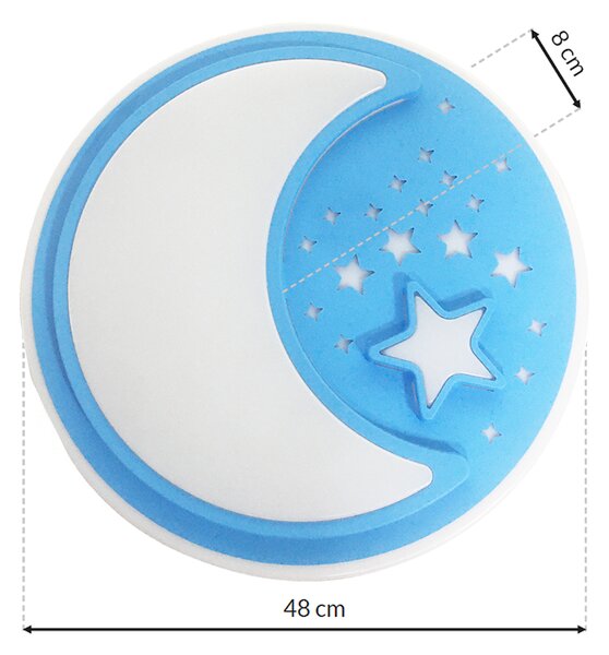 Detské stropné LED svietidlo Note, 1x LED 45w, 3000-6000k, bl, s ovládačom