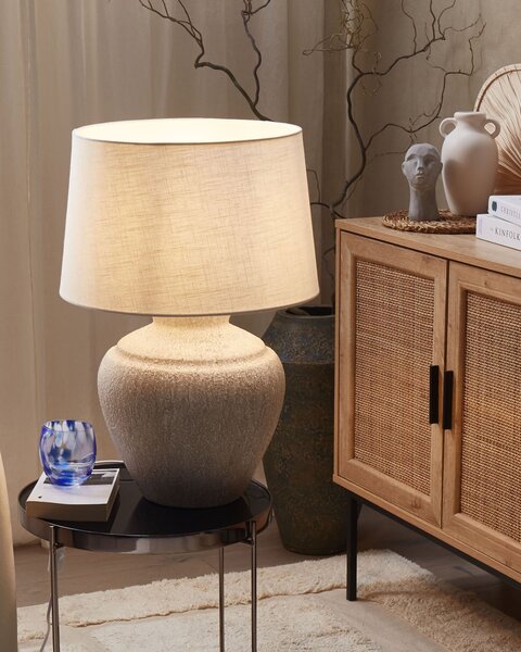 Stolná lampa svetlobéžová keramický podstavec látkové tienidlo 60 cm moderný tradičný štýl obývačka spálňa