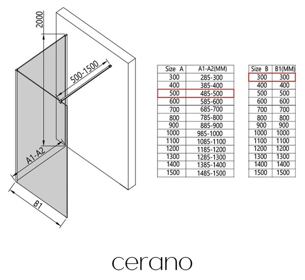 CERANO - Sprchová zástena Walk-in Onyx Corner Cube Ľ/P - 8 mm - hranatá vzpera - chróm, transparentné sklo - 50x30x200 cm