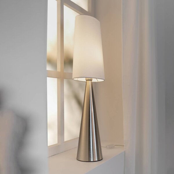 Markslöjd Stolová lampa Conus s bielym tienidlom, nikel, Chrómová / strieborná, Obývacia izba / jedáleň, kov, Moderný, Stojacie svietidlo