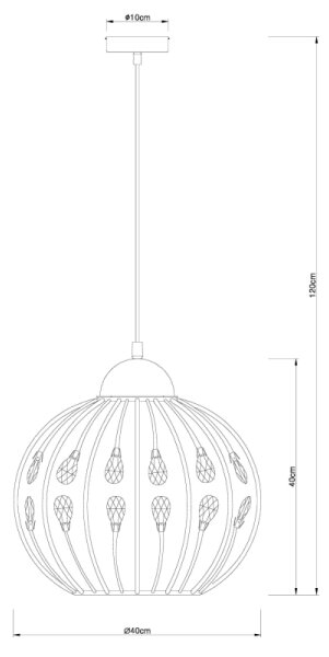 Globo 16029H1 - Závesný luster na lanku HANAKO 1xE27/60W/230V priemer 40 cm