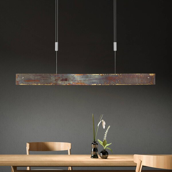 Quitani LED závesná lampa Malu, zlatá oxidovaná, dĺžka 100 cm, Mosadz / zlato, Obývacia izba / jedáleň, Hliník, Moderný, Závesné svietidlo